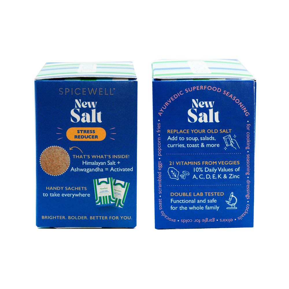 Spicewell - Product - New Salt - 30 On-The-Go Individual Servings With Sachets Box - Side - Stress Reducer